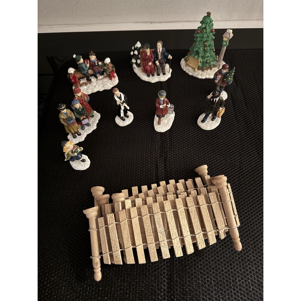 Lot Of 8 Unbranded - China-Christmas Village Access., Figurines & Fence